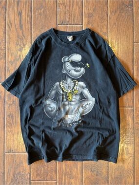 Vintage Y2K 2009 Popeyes Cartoon Graphic Shirt
